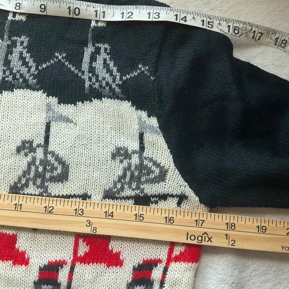 VTGMontage W Small Sweater Turtleneck Ski Mountain Graphic High Neck Old Money - Picture 4 of 11